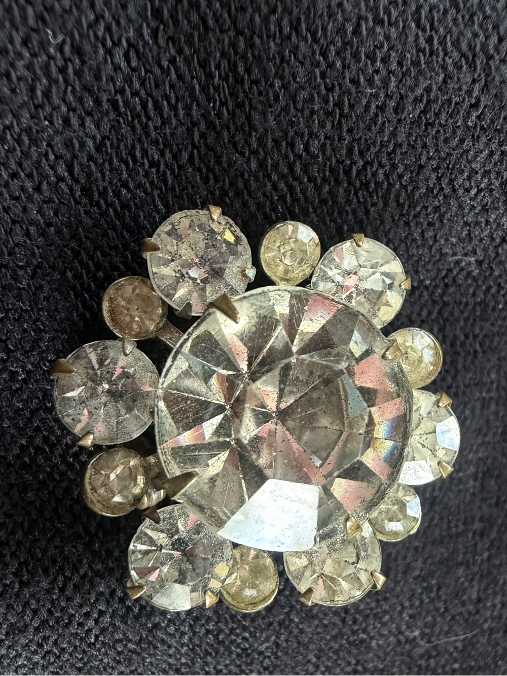 Vintage Clear Rhinestone Cluster Brooch - Sparkling Crystal Tone